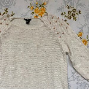 H&M Size M Beaded Shoulder Sweater